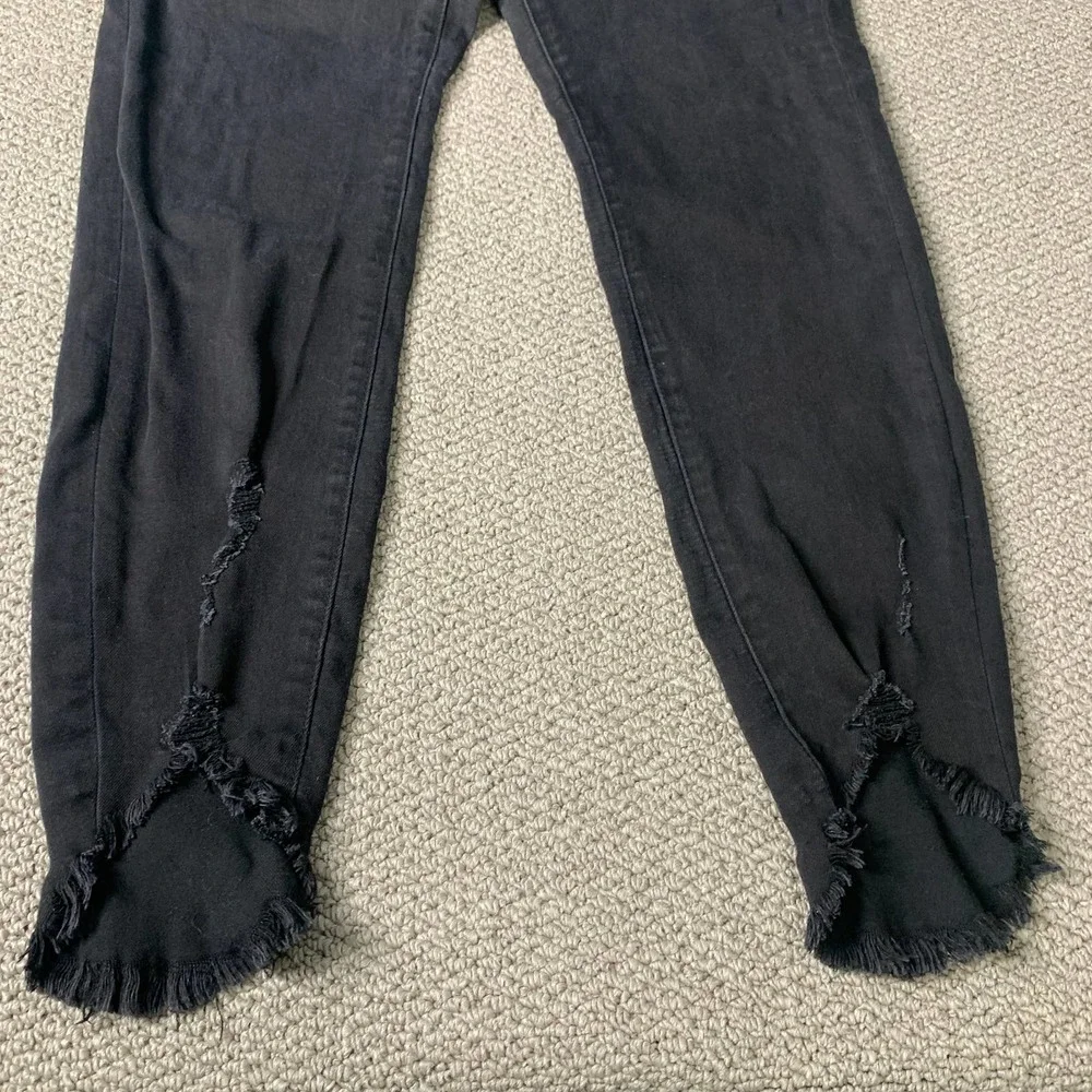 KanCan Womens Jeans Size 9/28 Black Denim Brielle‎ High Rise Ankle Skinny Frayed